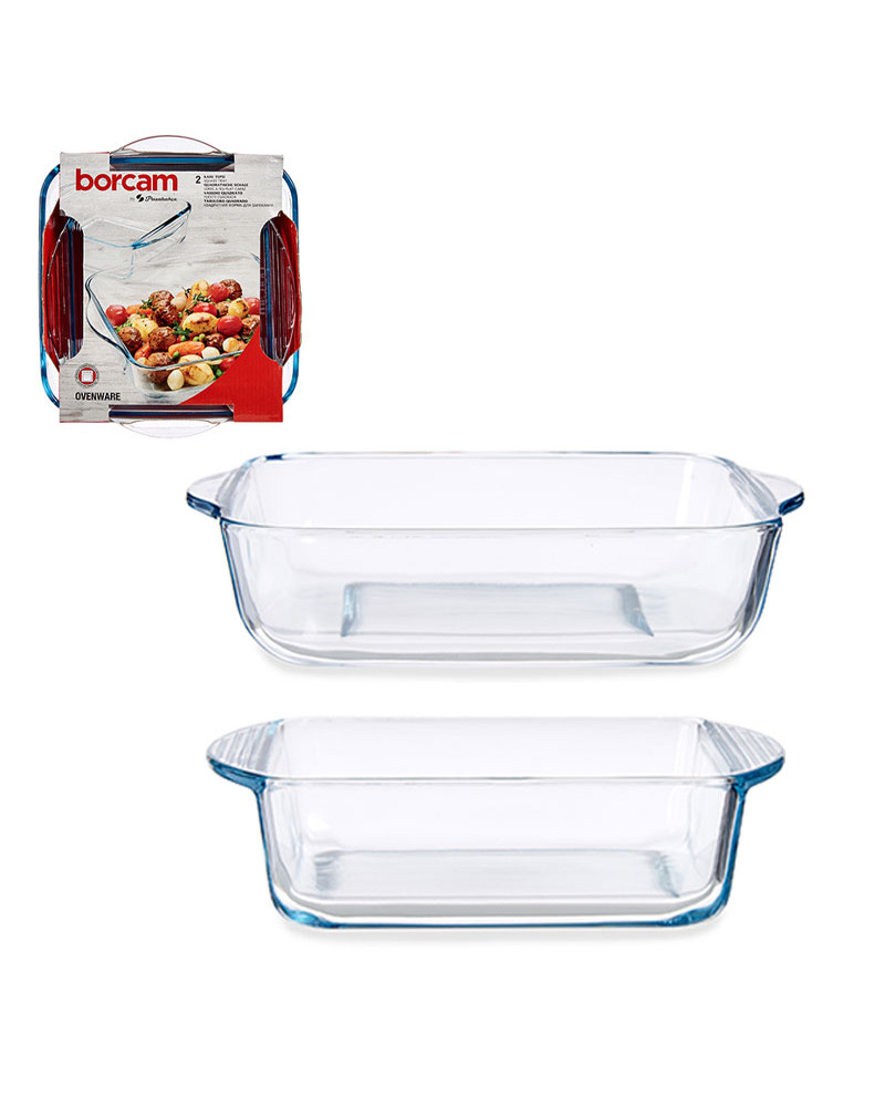 Pack 2 bandejas Borcam cuadradas vidrio horno a precio barato