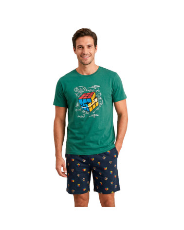 Pijama Verano Caballero Estampado Cubo Rubik | Rufino Díaz