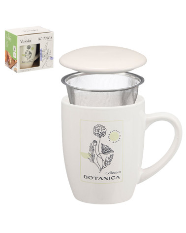 Taza Porcelana Té Botánica con Tapa y Filtro | Rufino Díaz