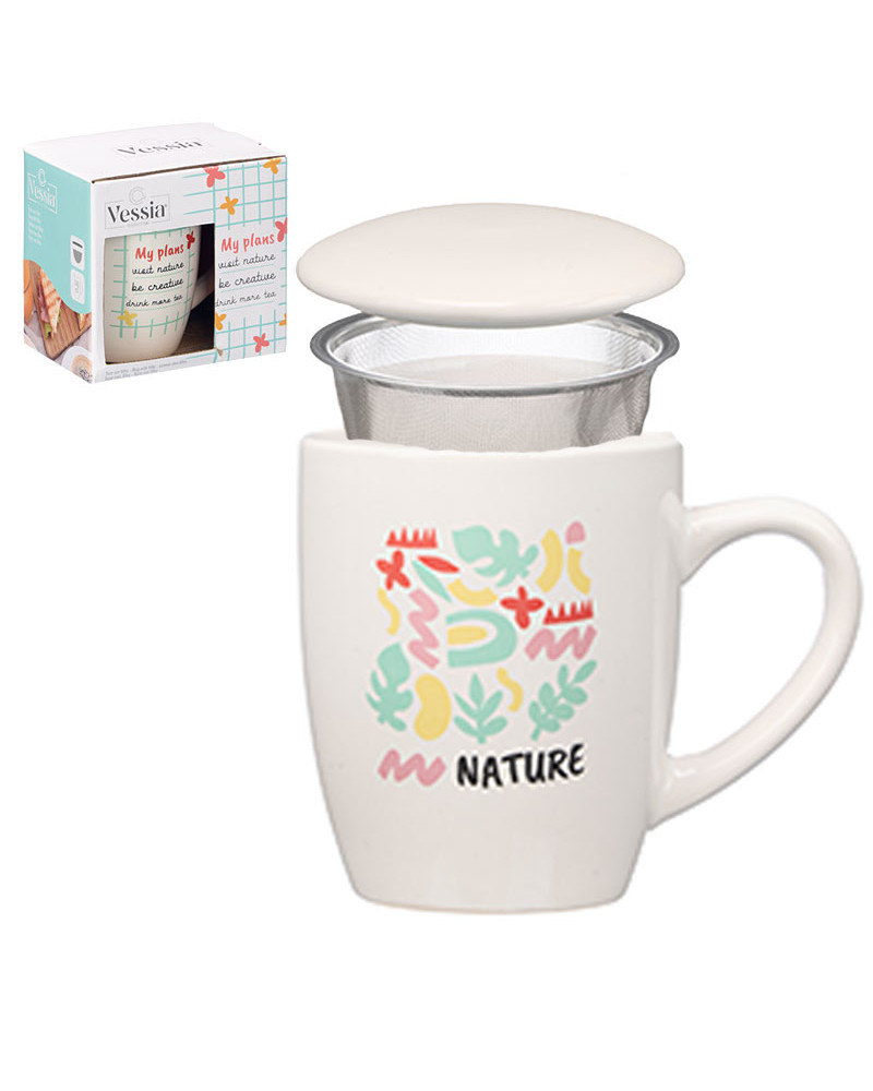 Taza Porcelana Té Nature con Tapa y Filtro | Rufino Díaz