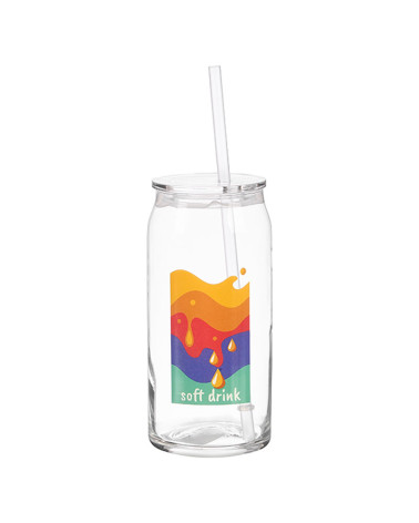 Vaso cristal con tapa y pajita Soft Drink 600 ml