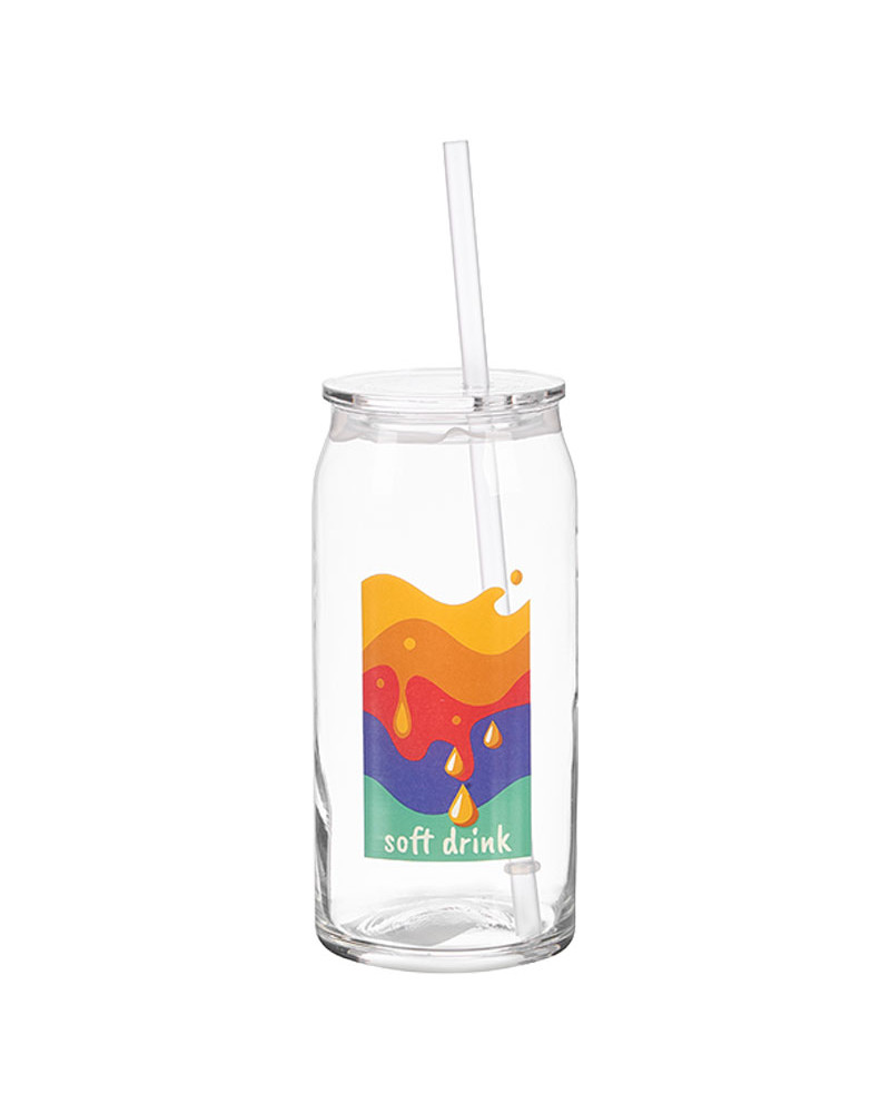 Vaso cristal con tapa y pajita Soft Drink 600 ml