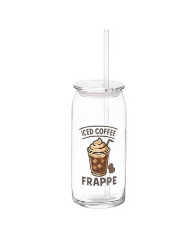 Vaso cristal con tapa y pajita Coffe 600 ml