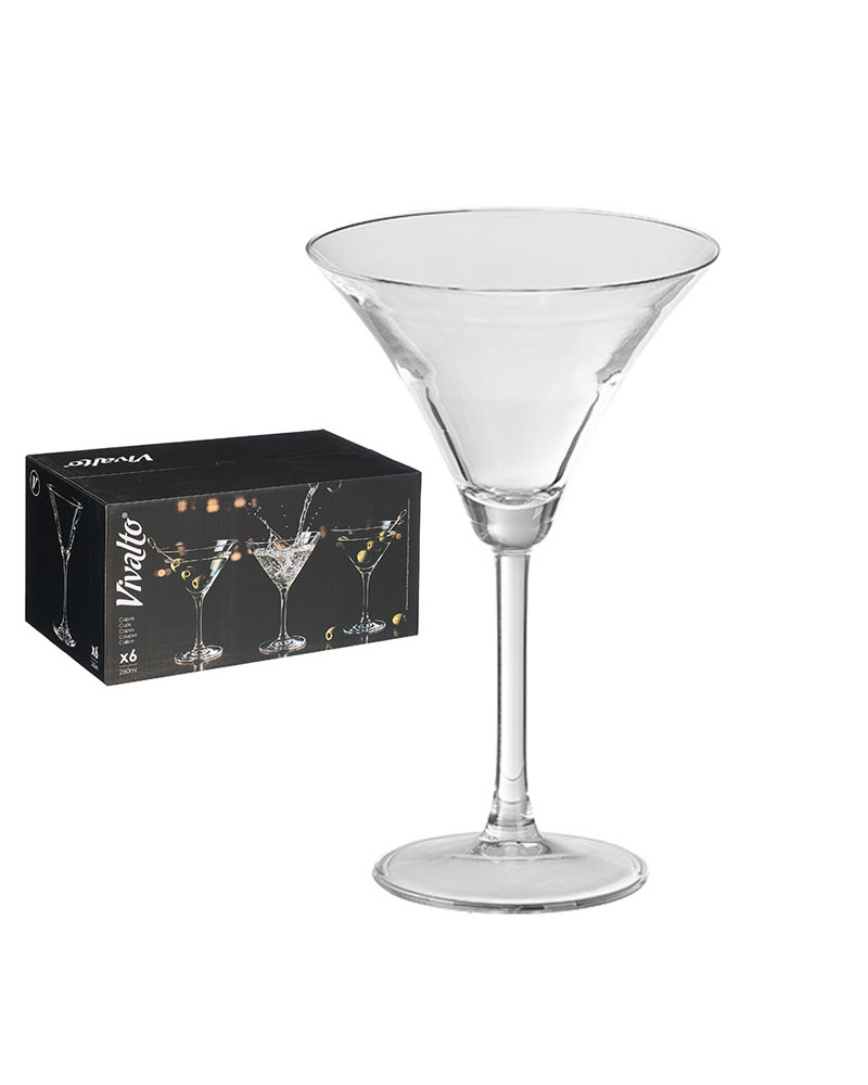 Juego 6 Copas Martini Vintage Cristal 260 Ml | Rufino Díaz