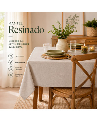 Mantel loneta resinado antimanchas impermeable fabricado en España