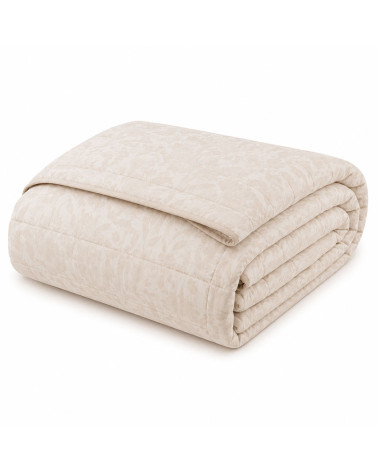 Colcha jacquard prelavada Alina beige + cojín | Rufino Díaz