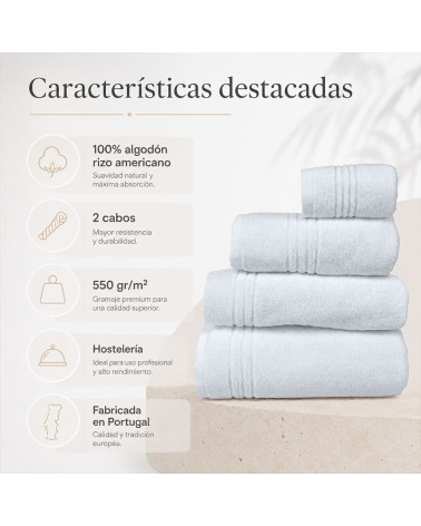 Toalla Hotel Rizo 2 Cabos 550 Gr/M2 100% Algodón barata