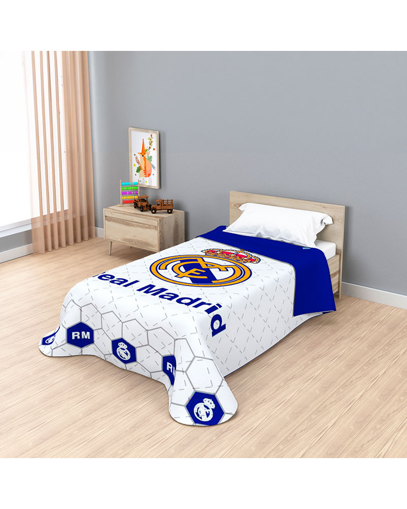 Colcha oficial estampado Digital Verano Real Madrid fondo blanco