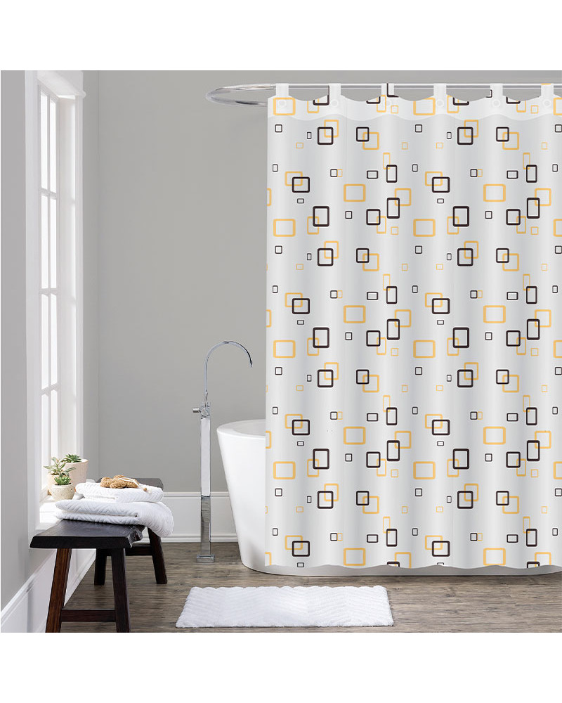Cortina Baño Impermeable Trabillas Ambar hidrófugo a precio bajo