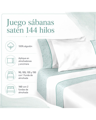 Juego sábanas Ana 100% algodón 144 hilos aplique | Rufino Díaz