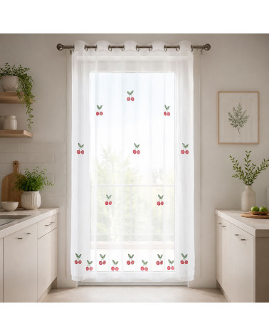 Cortina Cocina Puerta Bordada Cherry