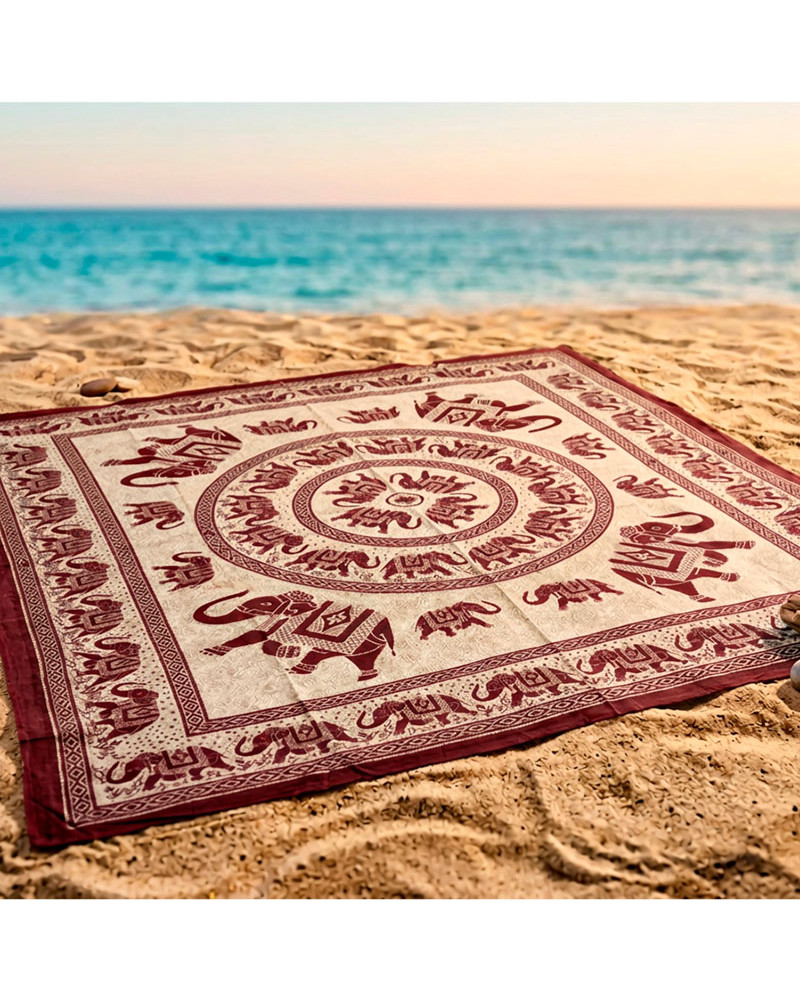 Pareo Gigante Estampado Elefantes Mandala 210x240 cm