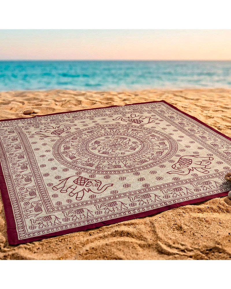 Pareo Gigante Estampado Círculo Elefantes Mandala 210x240