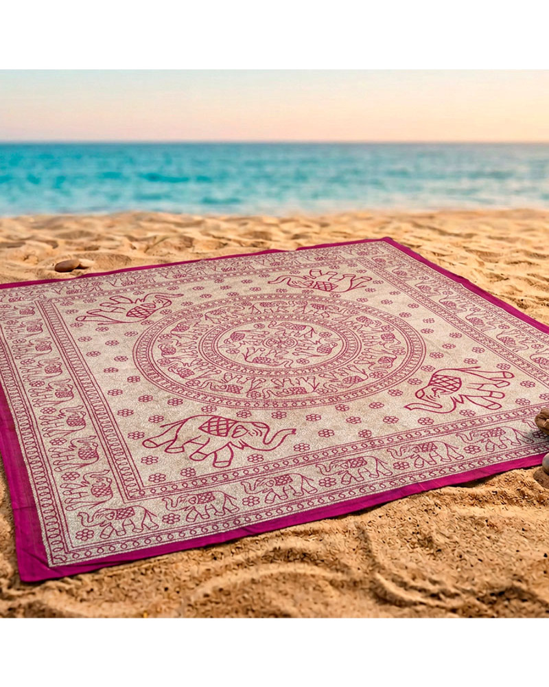Pareo Gigante Estampado Círculo Elefantes Mandala 210x240