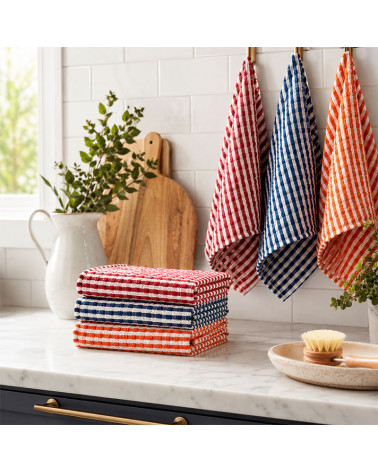 Pack 6 Paños de Cocina Cuadros Vichy 60x40 cm 100% Algodón