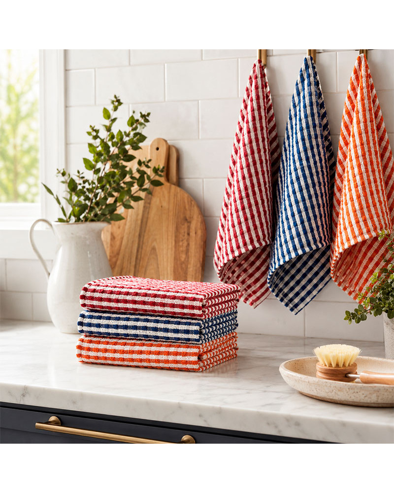 Pack 6 Paños Cocina Cuadros Vichy 100% Algodón 60x40 cm