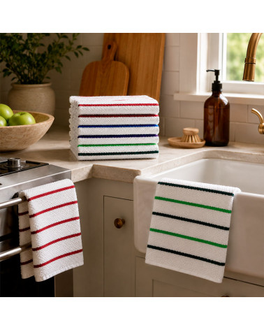 Pack 6 Paños Cocina Rayas 100% Algodón 60x40 cm