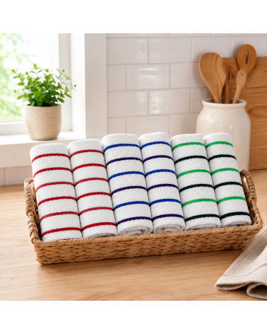 Pack 6 Paños Cocina Rayas 100% Algodón 60x40 cm