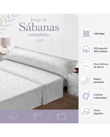 Sábanas Pastora Gris Claro 144 Hilos | 50% Algodón 50% Poliéster