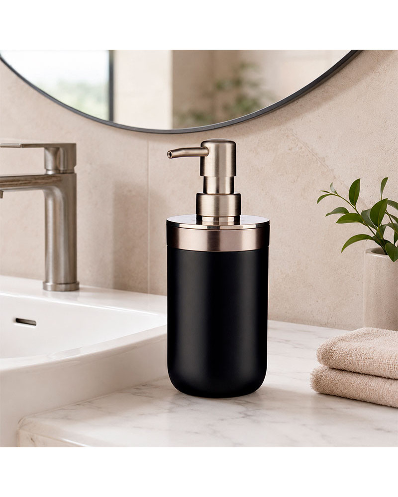 Dosificador Baño Acero Inoxidable Negro 350 ml | Rufino Díaz