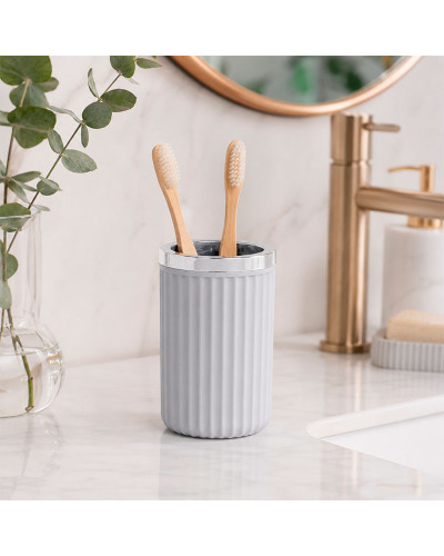 Vaso Multiusos Baño Acanalado Gris Borde Plateado | Rufino Díaz