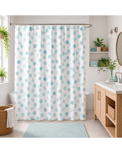 Cortina de Baño Puntos Acuarela Impermeable 180x180