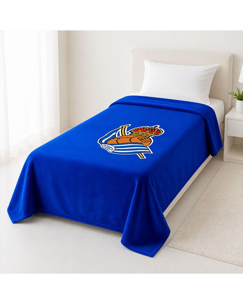 Manta Terciopelo Oficial Real Sociedad 160x240