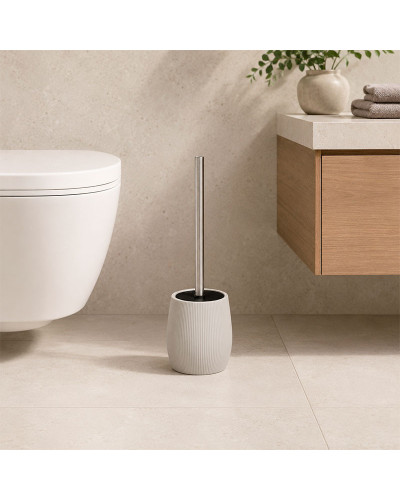 Escobillero de Baño Poliresina Estriado Gris 38,5 cm