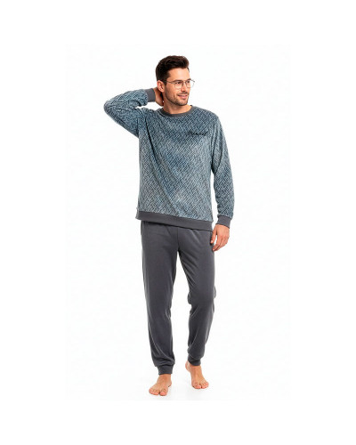 Pijama Caballero Terciopelo Spandex Gris Hasta Talla 4XL