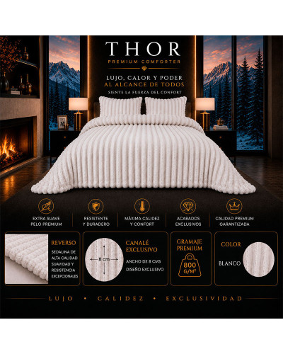 Edredón Invierno Thor Canalé 800 gr/m2 Beige Blanco y Gris
