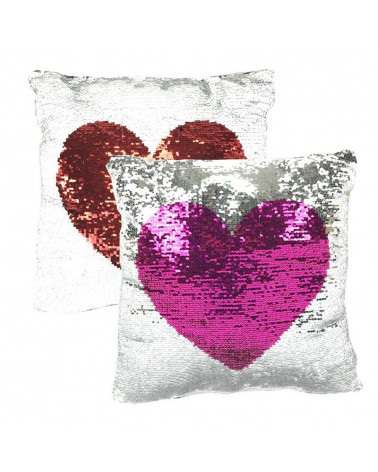 Cojín corazón decorativo de lentejuelas con brillo